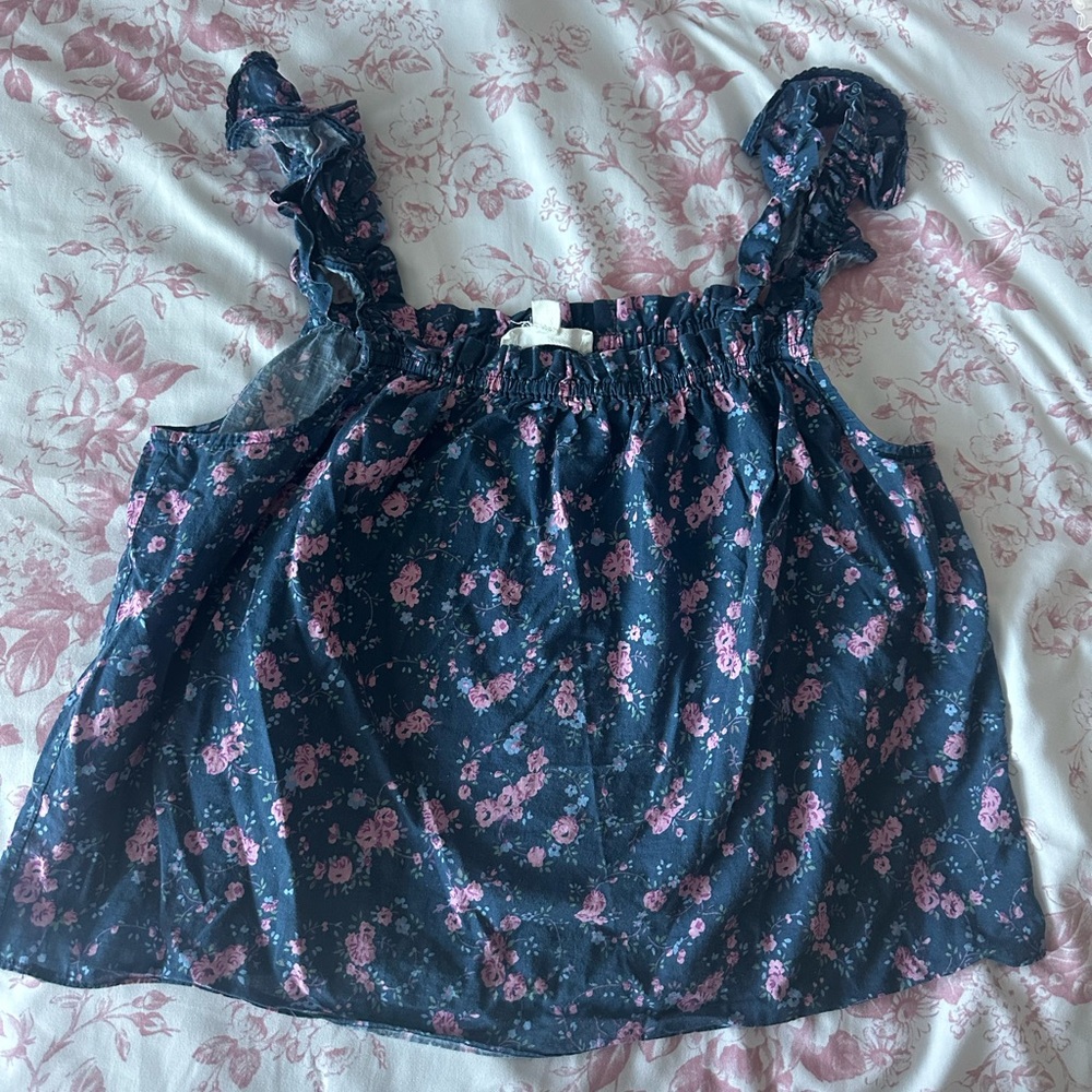 Official Shabby Chic Blue Pink Floral Selene Top